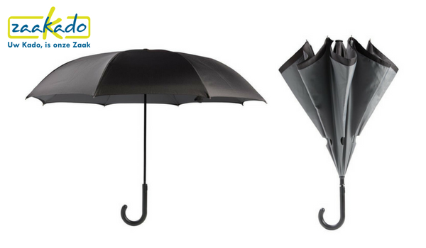 Reversible omgedraaid omkeerbaar paraplu relatiegeschenk promotie geschenk cadeau bedanken bedankje give away promotion winter herfst ZaaKado Rotterdam