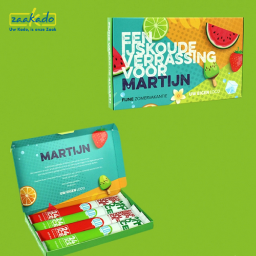 zomer-ijsjes-gepersonaliseerd-doosje-bedrukt-met-logo-naam-cocktailijsjes-zomergeschenk-custom-made-relatiegeschenken-mocktail-zorginstelling-uitzendbureau-zaakado-rotterdam