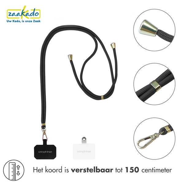 Mobigear Nylon Lanyard Universeel Telefoonkoord Verstelbaar - Zwart