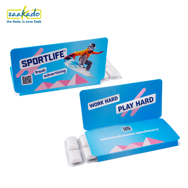 sportlife kauwgom gepersonaliseerd, snack, give-away beurs, goodiebag, zaakado