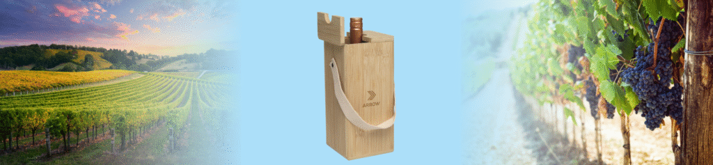 wijnkoeler Rackpack, relatiegeschenk, duurzame verpakking wijn, FSC gecertificeerd, rackpack koeler, houten verpakking, wijn met logo, duurzame relatiegeschenken
