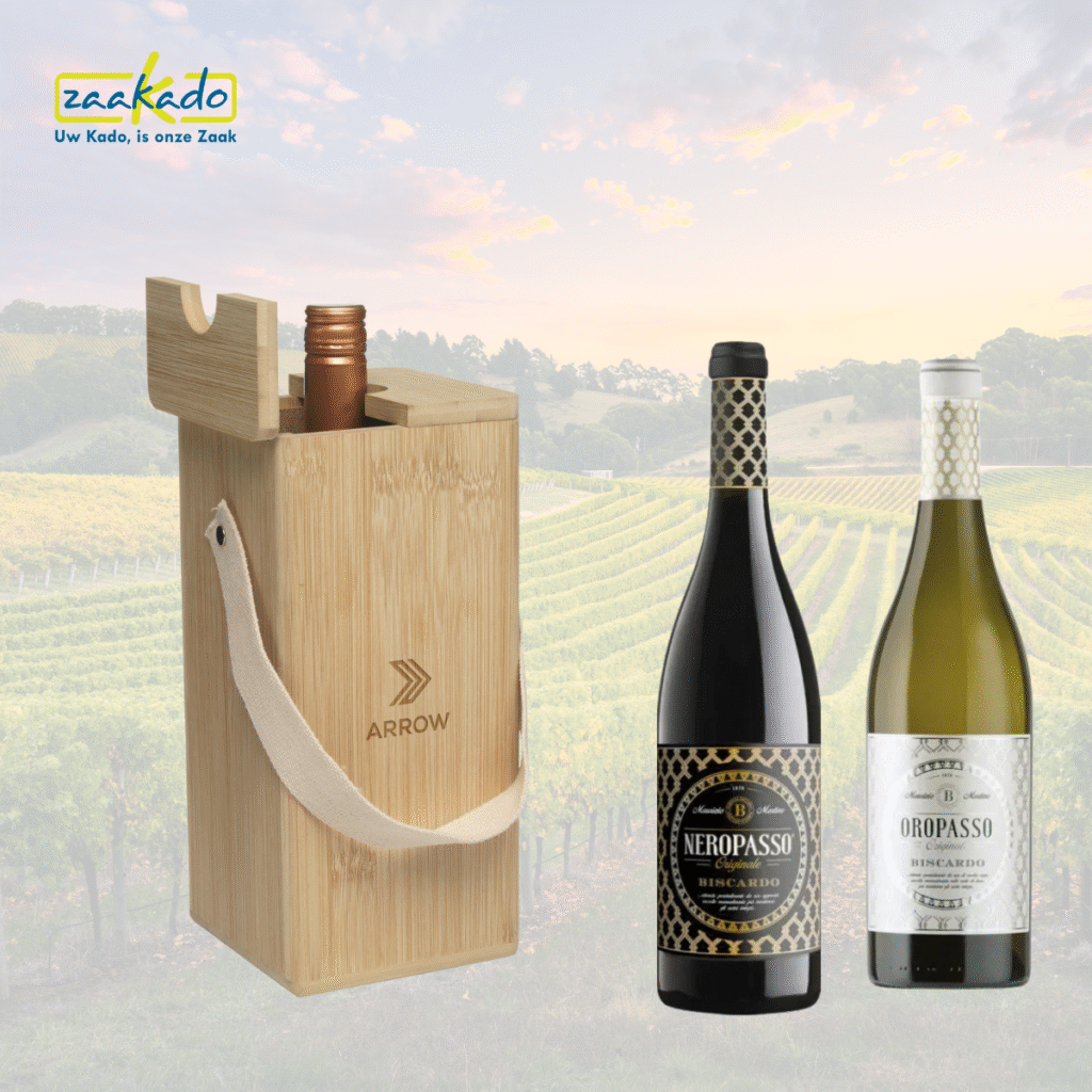 unieke wijnkist, stijlvolle wijnkist, gepersonaliseerde wijnkist, milieuvriendelijk wijnaccessoire, feestelijke wijnverpakking, herbruikbare wijnkoeler, duurzaam wijncadeau, promotieartikel, Duurzame wijngeschenken, ZaaKado
