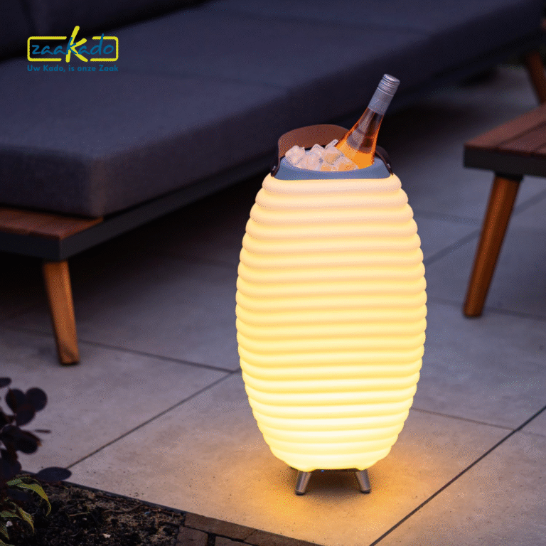luxe eindejaarsgeschenk koodoo wijnkoeler en bluetooth speaker in één met logo als luxe gadget