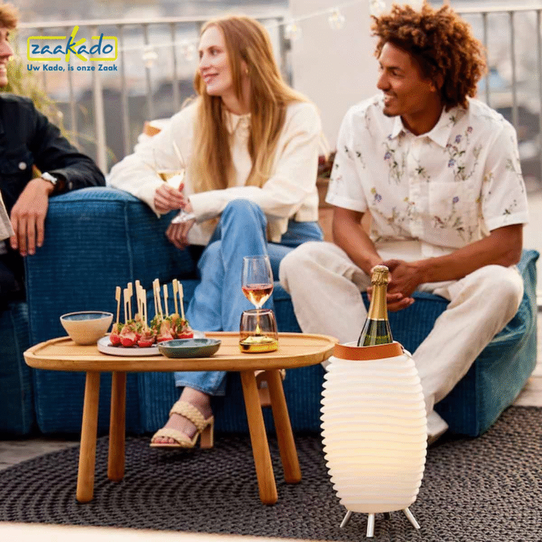 bluetooth speaker en wijnkoeler lamp in één, gepersonaliseerd met logo kerstpakket