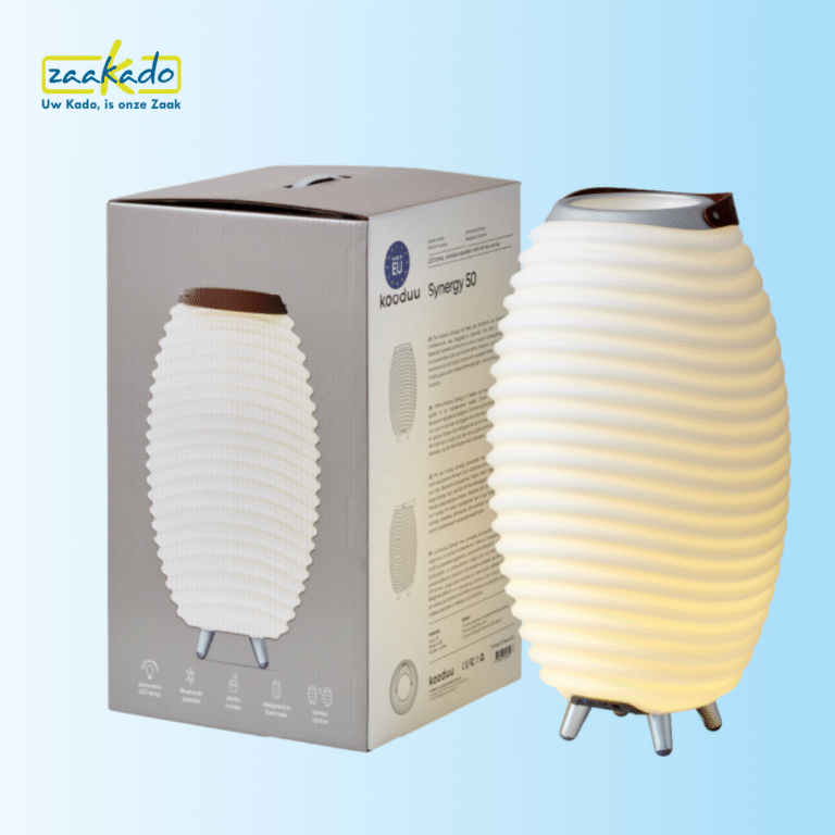 zomergeschenk lamp en bluetooth speaker in één met logo in mooie verpakking personeelsgeschenk