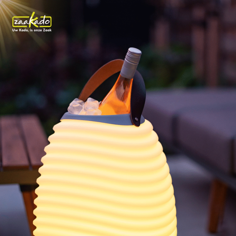 Kooduu luxe Bluetooth speaker, wijnkoeler en ledlamp in één bedrukt met eigen logo!