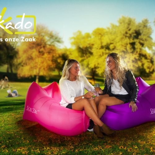 SeatZac Chill zitzak met logo bedrukken custom made gepersonaliseerd beeldmerk fatboy lamzak hippe giveaway consumenten cadeau relatiegescheken PromzLive 2017 Zaakado Rotterdam