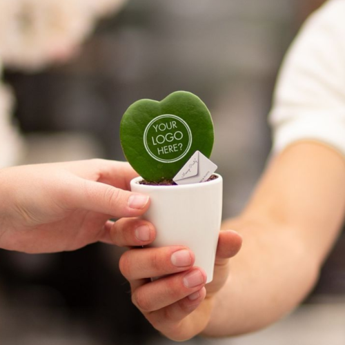 dag van de schoonmaker Geefmomenten hart plantje met logo