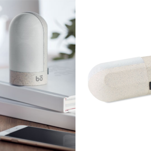 speakers-relatiegeschenk-fusie-magnetische-luidsprekerset-symbool-bedrijfsovername-duurzaam-materiaal-tarwestro-groen-MVO-hightech-IT-logo-bedrukken-zaakado-rotterdam