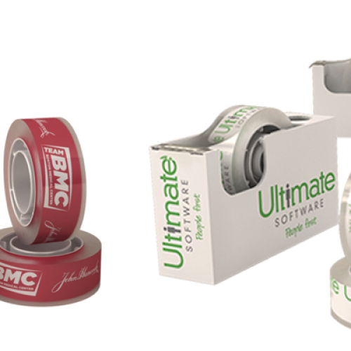 tape-dispenser-gepersonaliseerd- custom-made-dispensers-plakband-met-logo-uitzendbureau-verpakken-verzending-opvallende-rol-tape-IT-bedrijf-koerier-zaakado-rotterdam